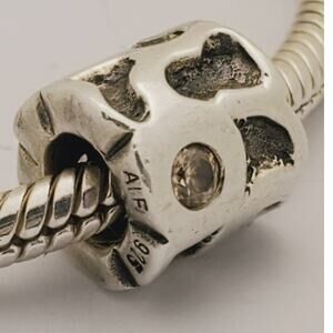 PANDORA Genuine 925 ALE Sterling Silver Champagne Cubic Zirconia Pond Charm